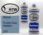 Preview: Nissan, Purple Gray Metallic, 233: 400ml Sprühdose + 400ml Klarlack - Set, von ATW Autoteile West.